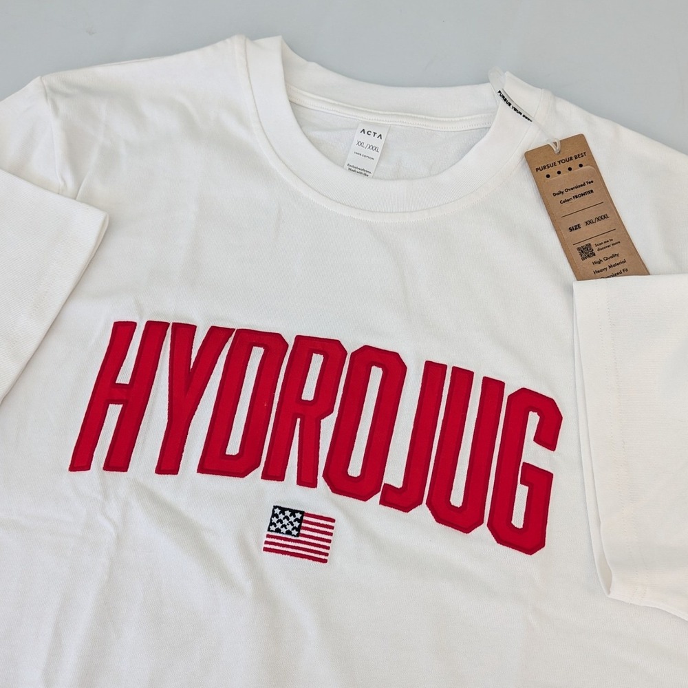 ACTA HydroJug Daily Oversized Tee Men XXL‎ XXXL White Heavy Cotton NWT Graphic
